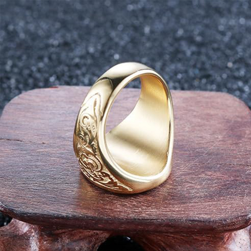 Anillo con símbolo masónico de oro amarillo real de 10 quilates para hombres-4