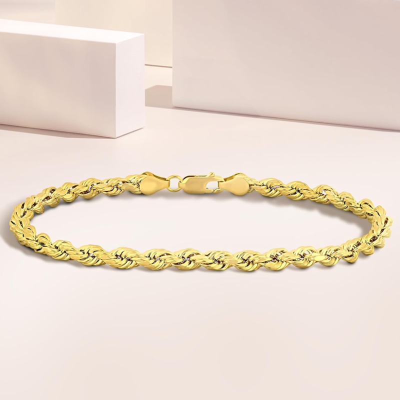 10K White Gold Rope Chain Bracelet for Men-2