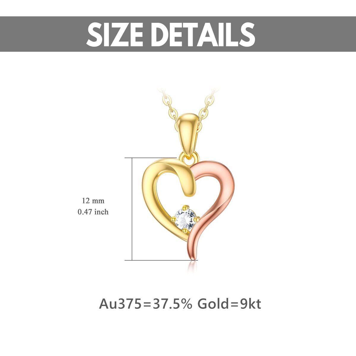 10K Gold & Rose Gold Cubic Zirconia Heart Pendant Necklace For Women-6