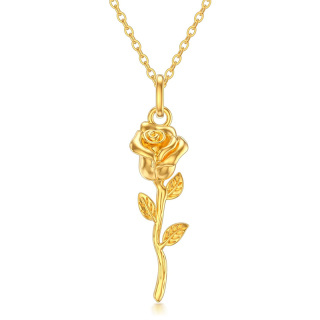 10K Gold Rose Necklace for Women-2