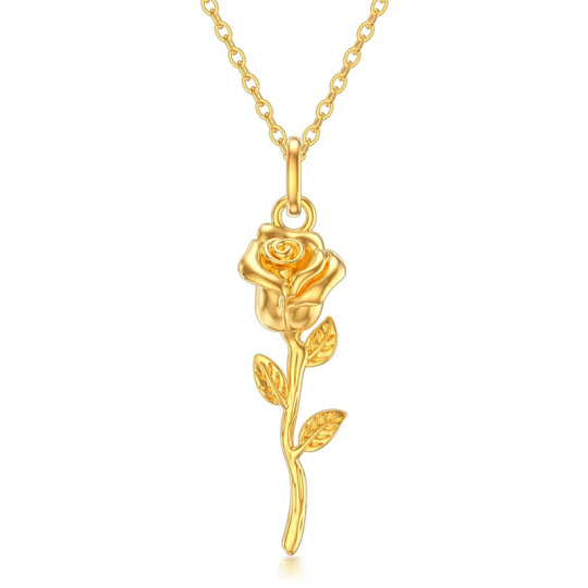 10K Gold Rose Necklace for Women