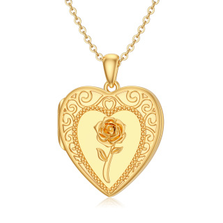 10K Gold Rose Personalized Photo Locket Necklace-39