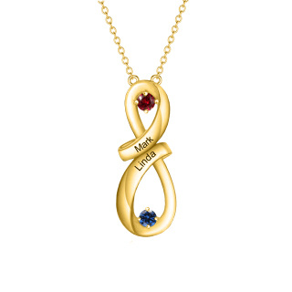 10K Gold Round Cubic Zirconia Birthstone Pendant Necklace-51