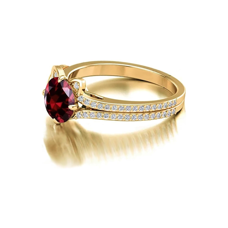 Katzenring aus 18-karätigem Weißgold mit rundem Schliff und Edelsteinen-3