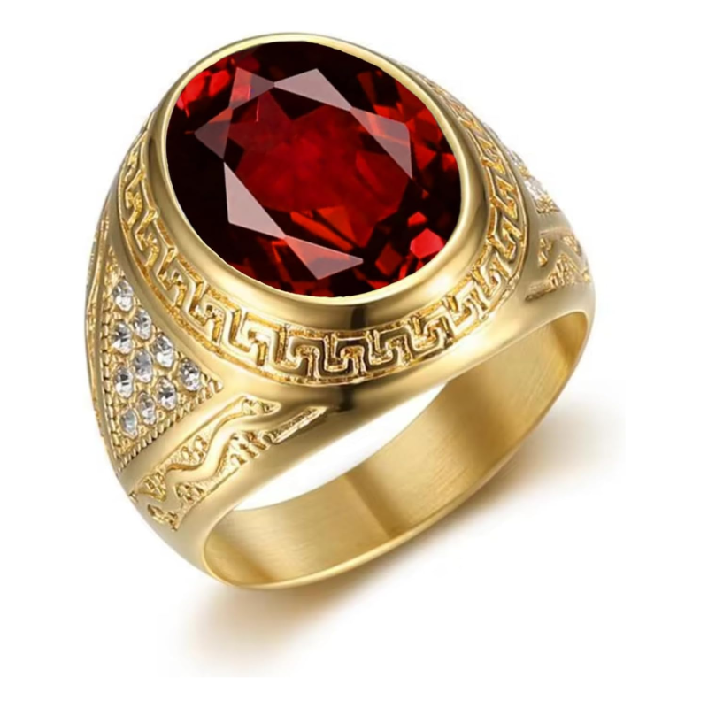 10K Gold Round Cut Custom Ring Gemstone Engagement Ring for Men-15