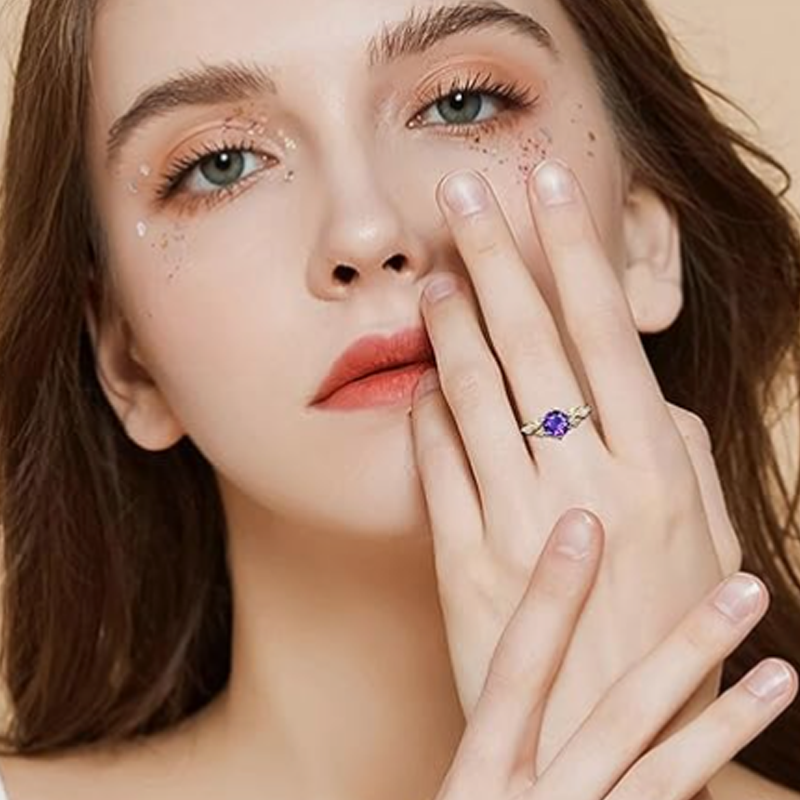 10K Gold Round Cut Ivy Engagement Ring Vintage Vine Wedding Bridal Anniversary Proposal Ring-3