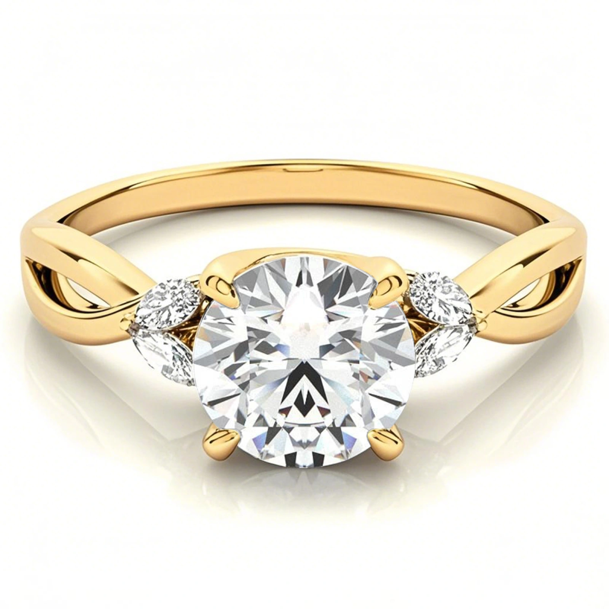 10K Gold Round Cut Moissanite Engagement Ring-1