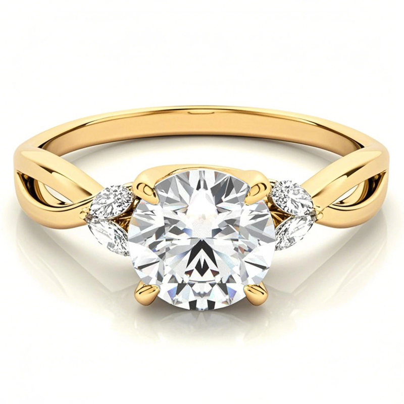 10K Gold Round Cut Moissanite Engagement Ring-1