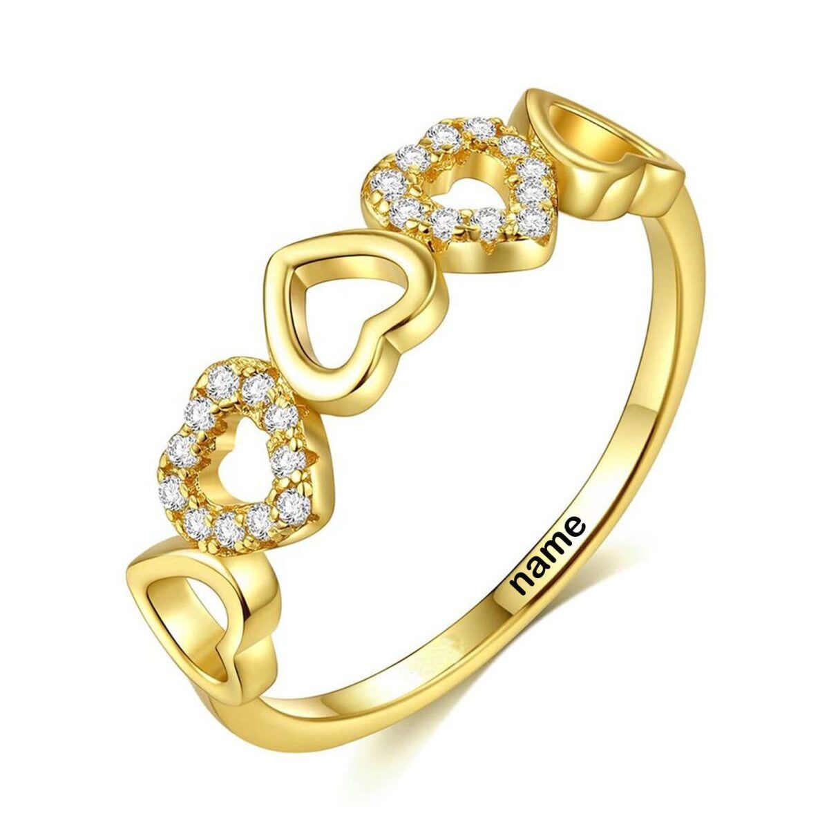 10K Gold Circular Shaped Diamond Custom Heart Ring 3EX IGI Certified-1