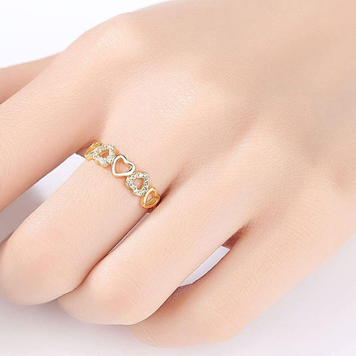 10K Gold Circular Shaped Diamond Custom Heart Ring 3EX IGI Certified-2