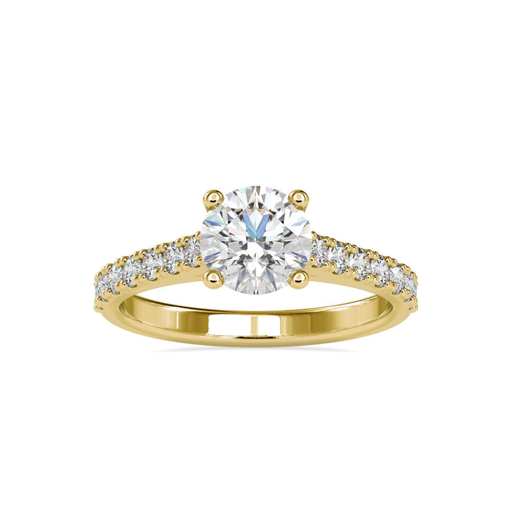 Gold Vermeil Round Cut Moissanite Couple Engagement Ring-1