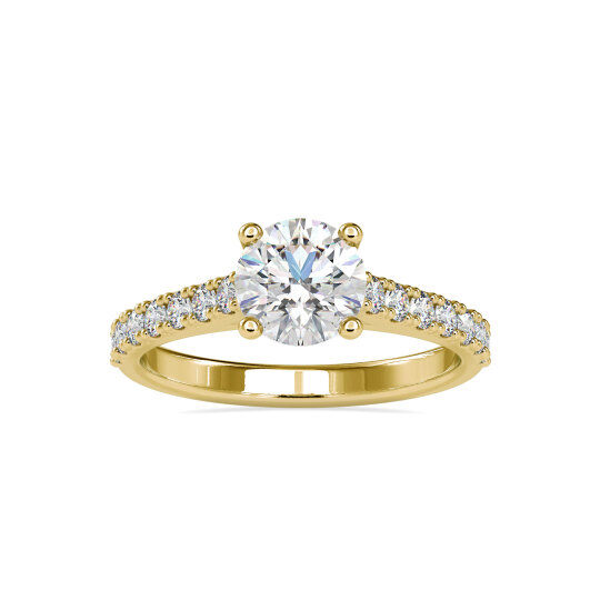 10K Gold Round Moissanite Couple Engagement Ring