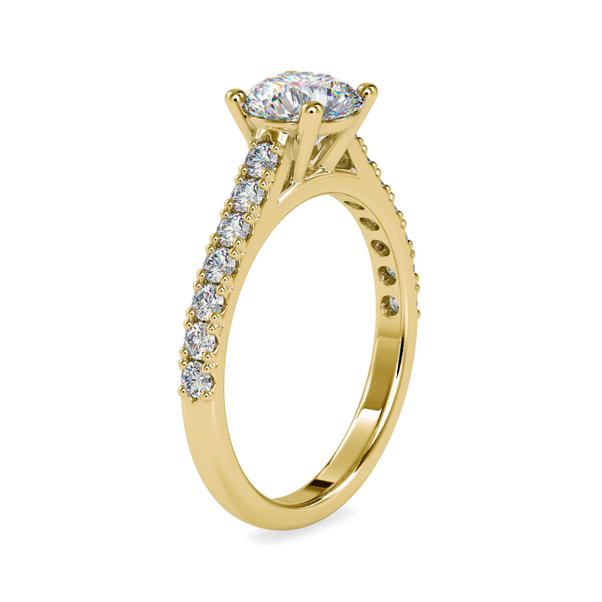 10K Gold Round Moissanite Couple Engagement Ring-3