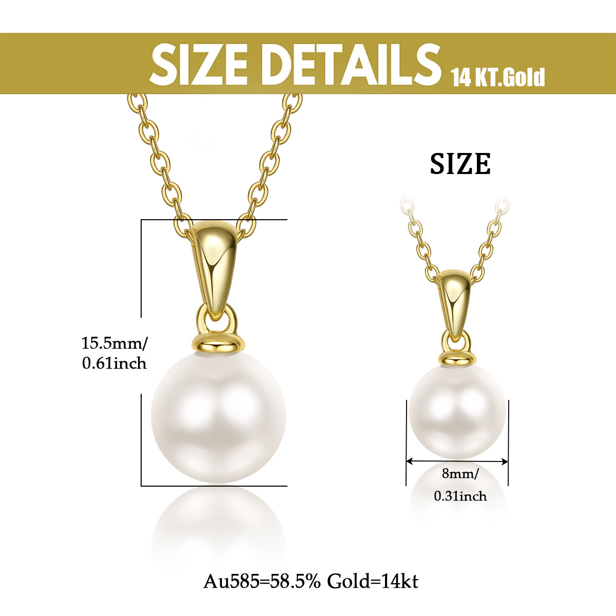 10K Gold Round Pearl Couple & Mother Pendant Necklace-5