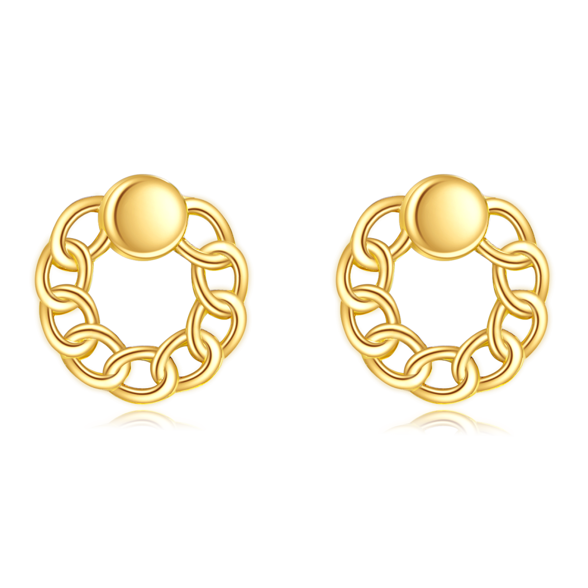 10K Gold Round Stud Earrings-1