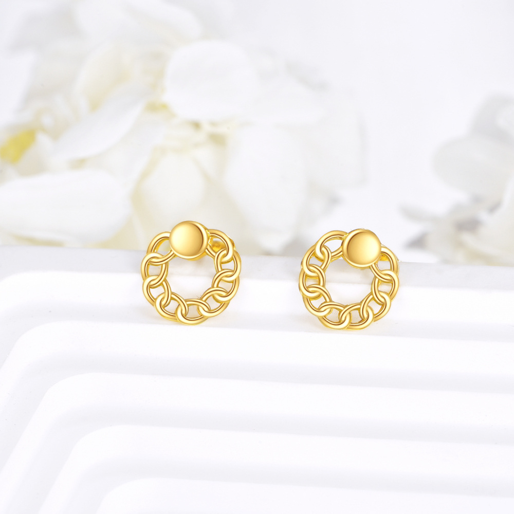 Aretes redondos de oro de 10 quilates-4