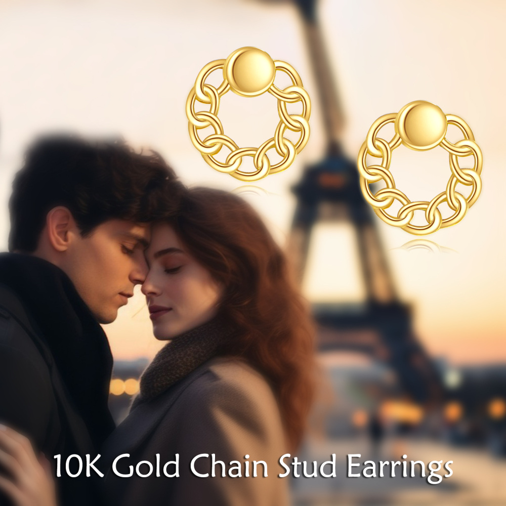 Aretes redondos de oro de 10 quilates-6