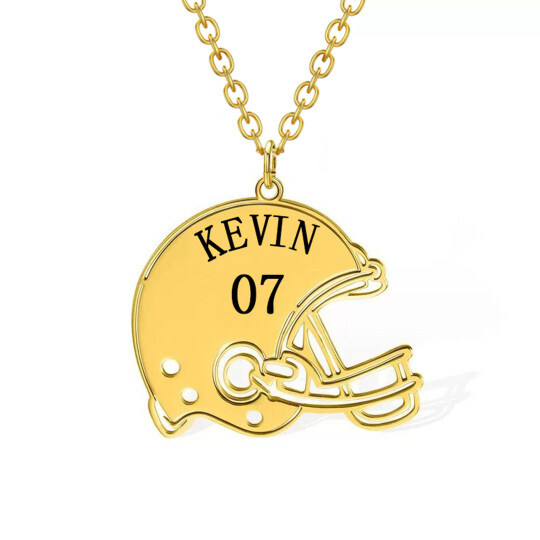 Collier en or 10K avec pendentif en forme de bonnet de rugby pour hommes