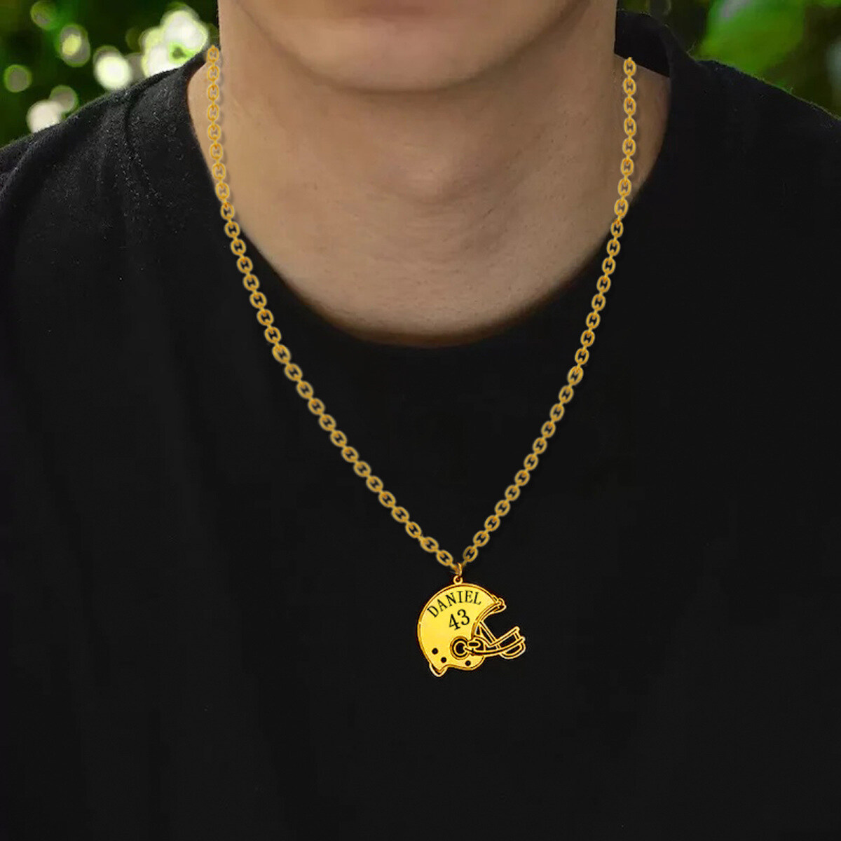 10K Gold Rugby Cap Pendant Necklace for Men-2