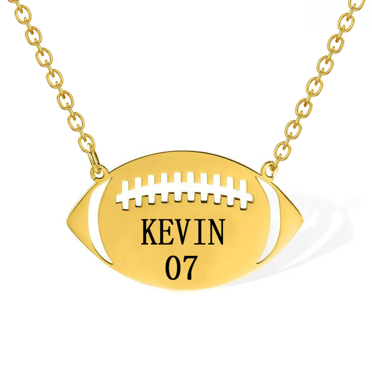 10K Gold Rugby Pendant Necklace for Men-1