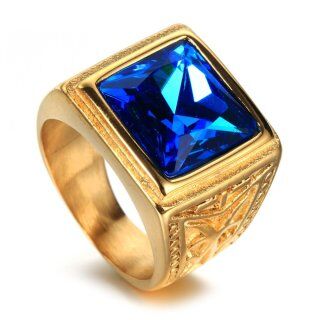 10K Gold Sapphire Ring for Men-16