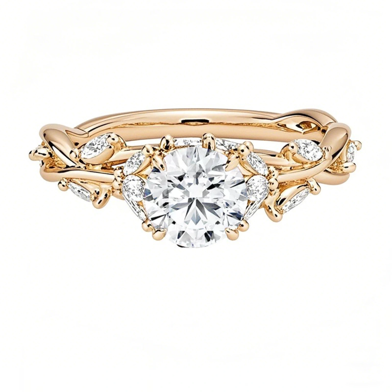 10K Gold Secret Garden 1 CT.T.W. Round Lab Created Diamond Custom Engagement Ring D VVS1-VS1 IGI Certified-1