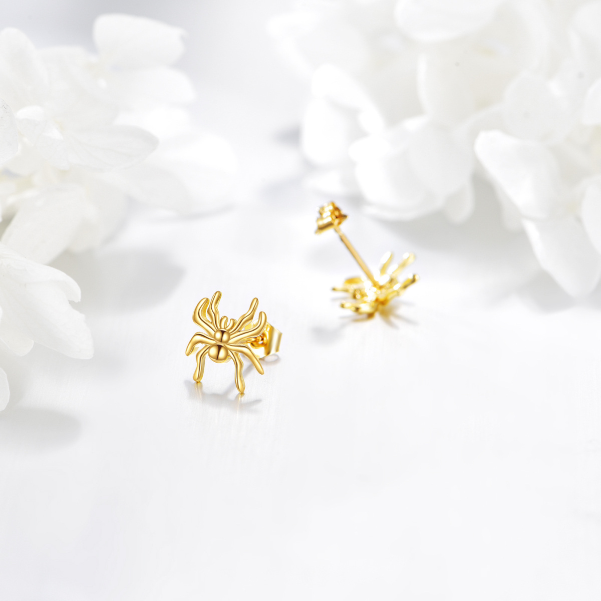 10K Gold Spider Stud Earrings-3