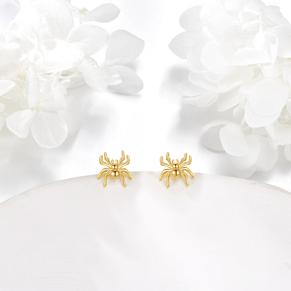 18K Gold Spider Stud Earrings-4