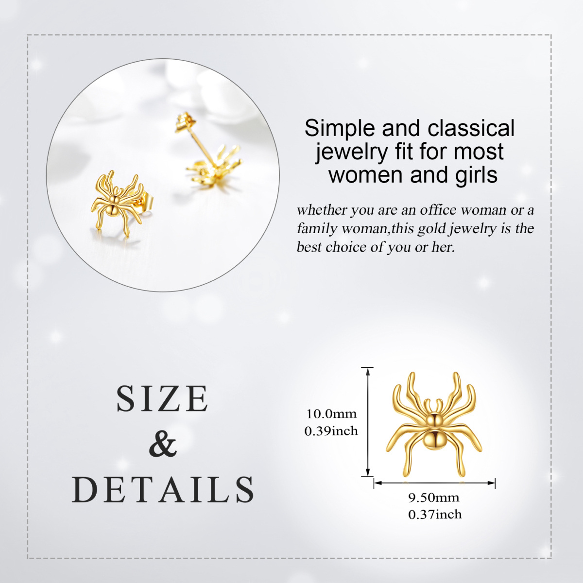 14K Gold Spider Stud Earrings-5