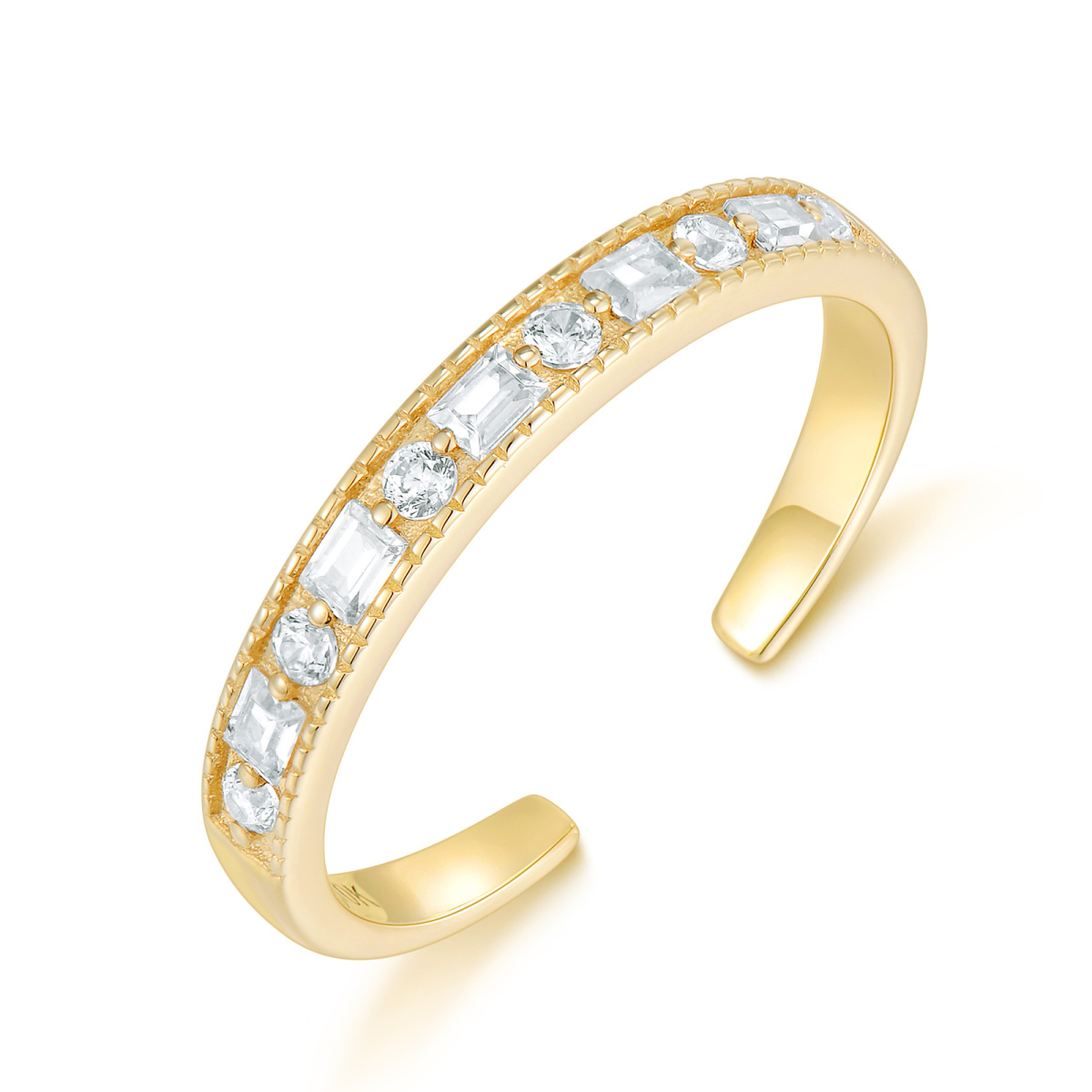 10K Gold Cubic Zirconia Square Toe Ring-1