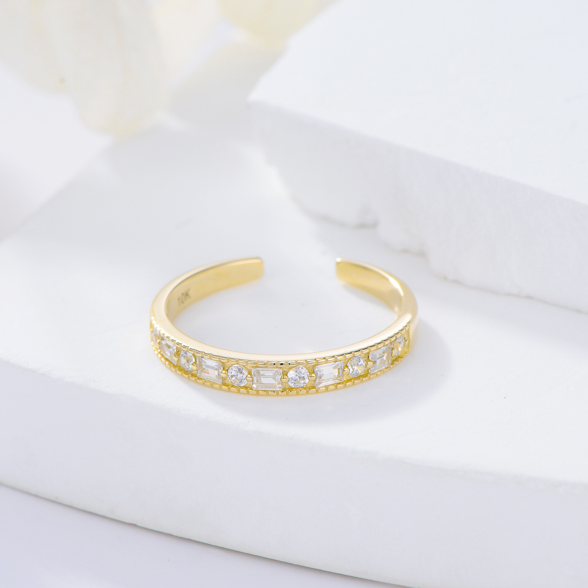 10K Gold Cubic Zirconia Square Toe Ring-3