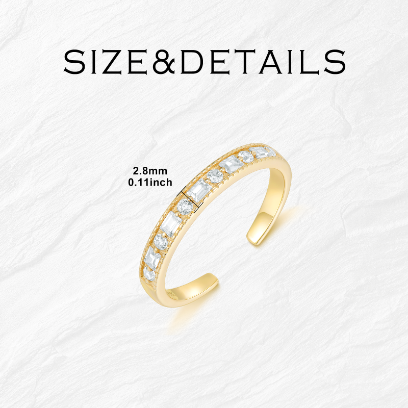 Anillo de oro de 10 quilates con circonita cúbica y punta cuadrada-5