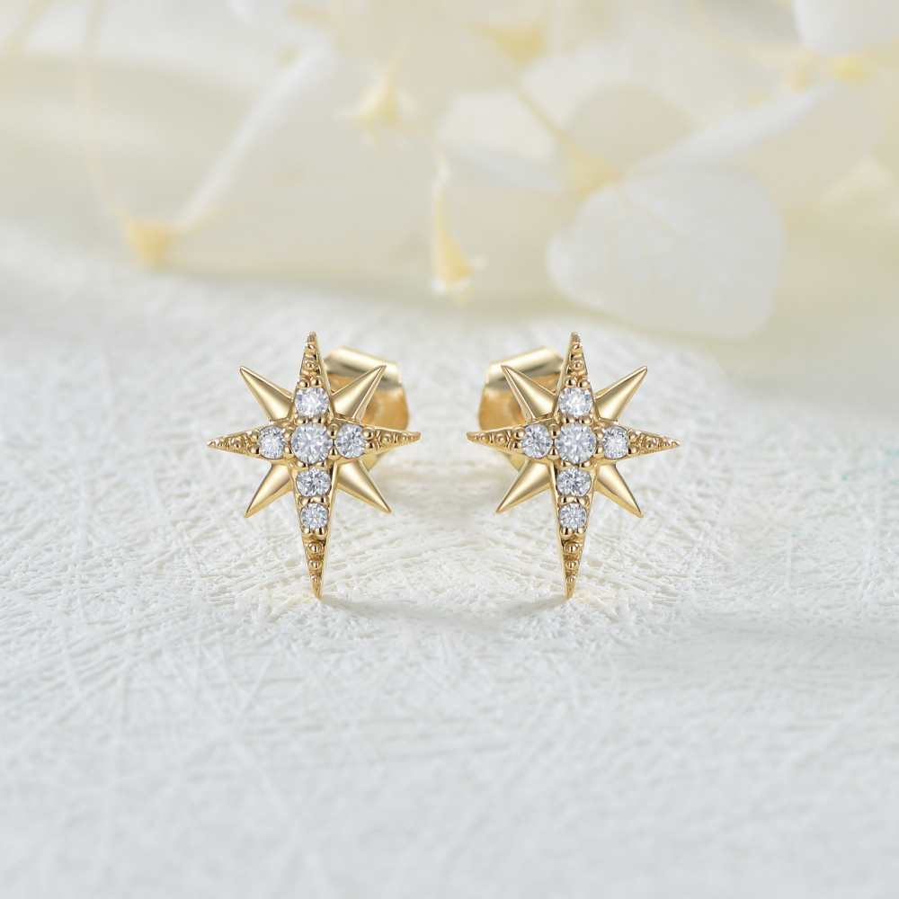 Kolczyki z Moissanite Star wykonane ze złota 10K-3
