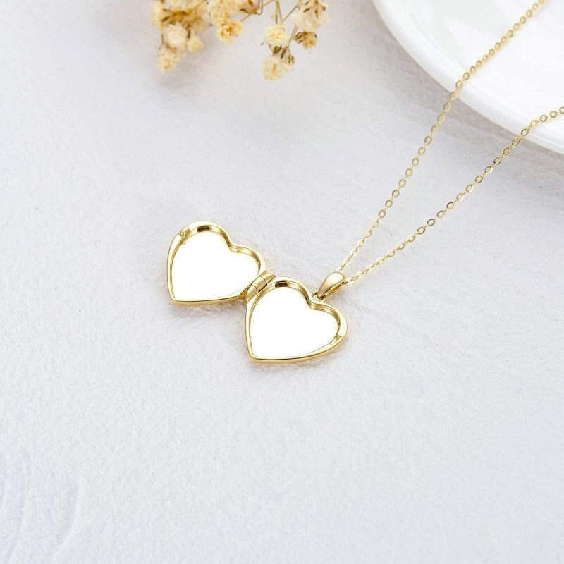 Colar com medalhão com foto personalizada de girassol em ouro 10K-4