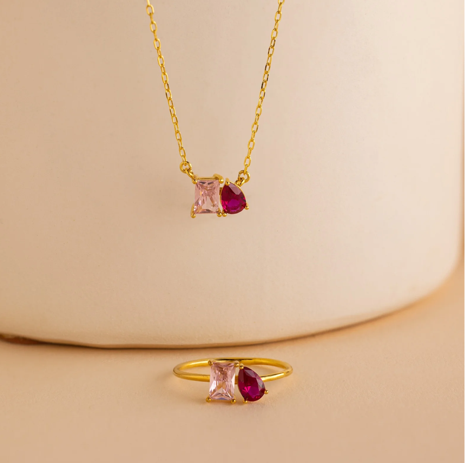 Aliança de aniversário personalizada com pedra preciosa criada em laboratório, ouro 10K, 2 a 10 CT.T.W., esmeralda pera, pedra de nascimento, 2 a 10 CT.T.W.-3