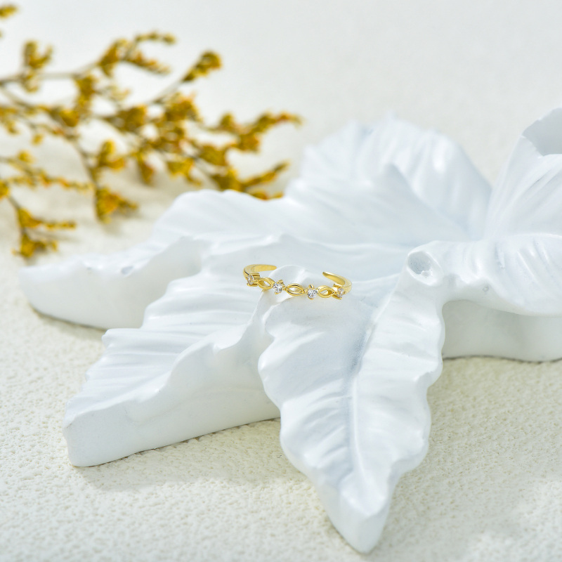 Anello per dita dei piedi in oro 14 carati con zirconi cubici-4