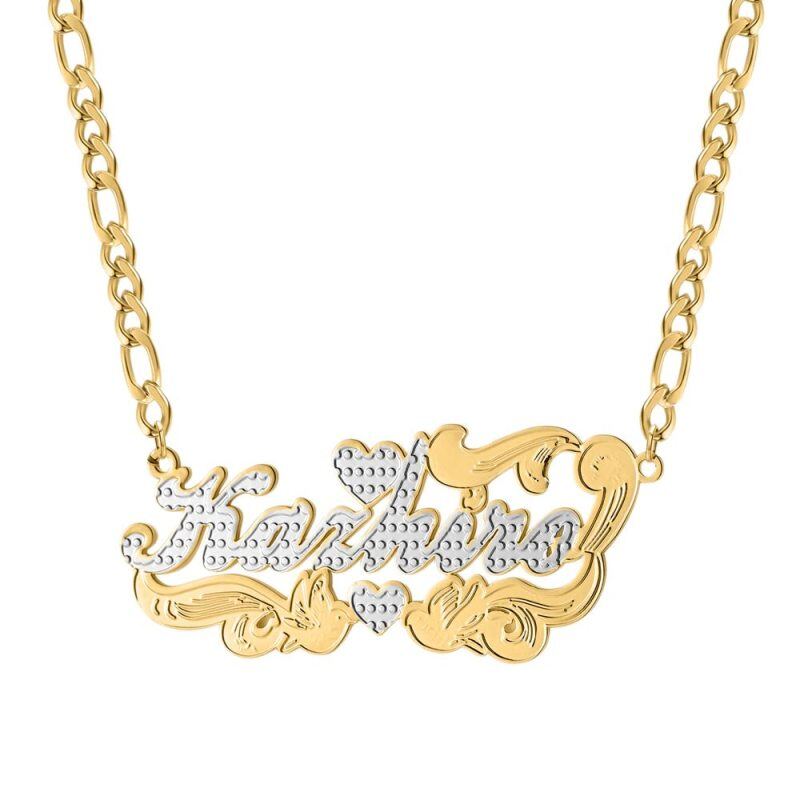 10K Gold Two-tone Personalized Classic Name Pendant Necklace-14