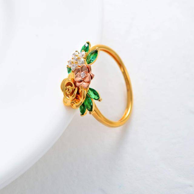 10K Gold Two-tone Cubic Zirconia Rose Ring-3