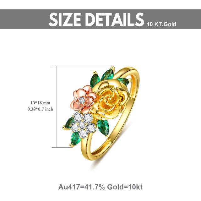 10K Gouden Tweekleurige Cubic Zirconia Rose Ring-5