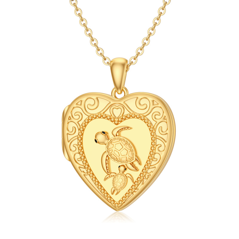 10K Gold Tortoise & Turtle Pendant Necklace-15