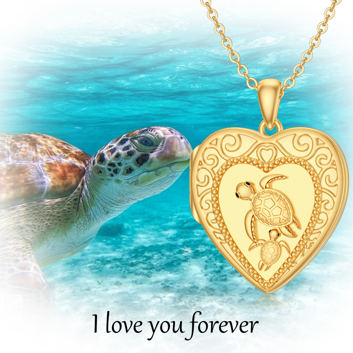 Collier pendentif tortue et tortue en or 10K-6