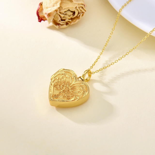 10K Gold Tree Of Life & Heart Urn Necklace for Ashes-3