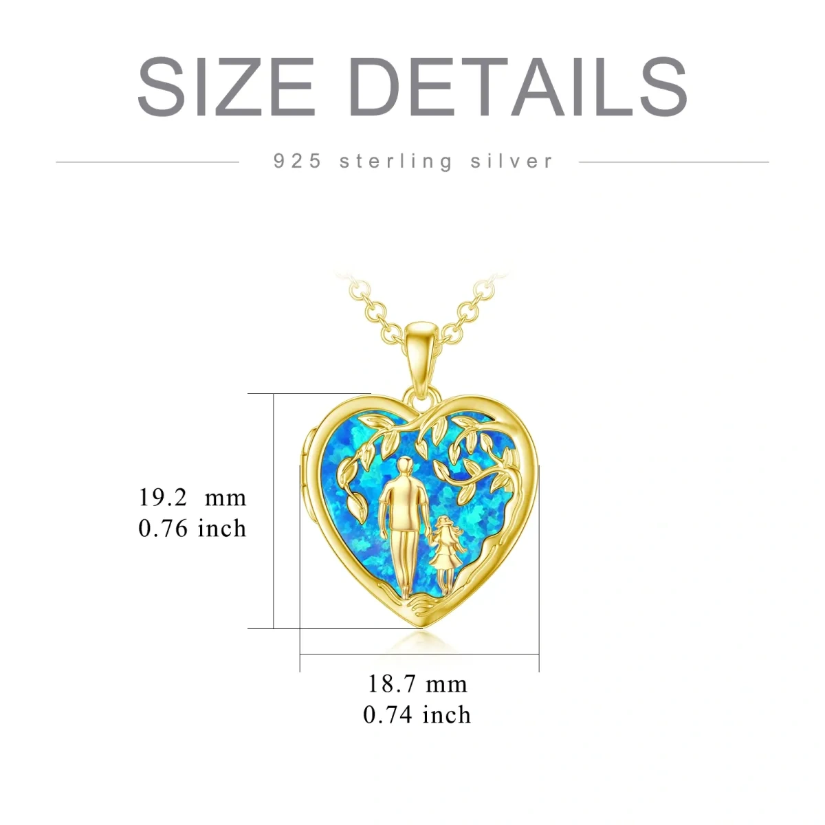 10K Yellow Gold Opal Tree Of Life With Father And Daughter Personalized Photo Locket Necklace For Women-3