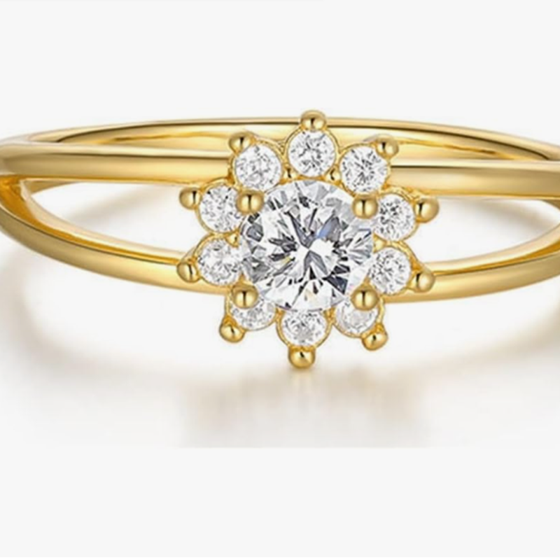 10K Gold Cubic Zirconia Wildflowers Ring-1