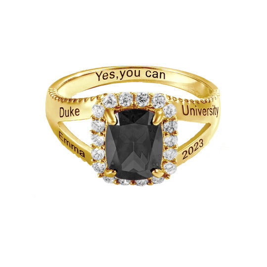 Bague en or 10K Zircon Birthstone Pierre de naissance