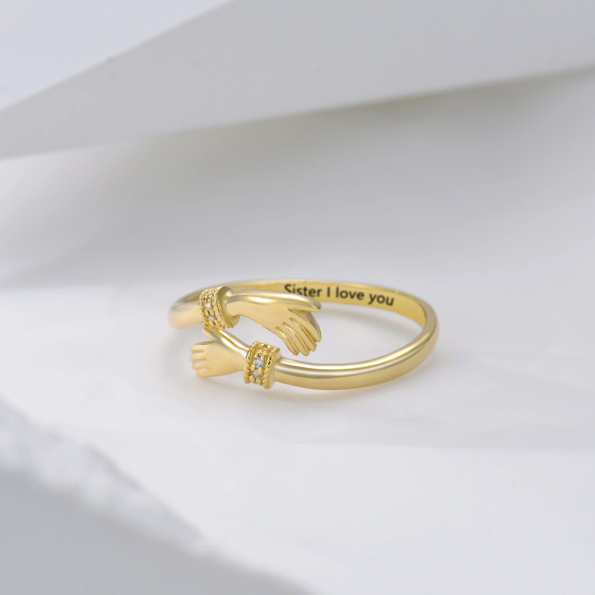 10K Gold Zircon Circle Ring-4