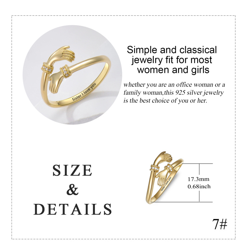 Anel circular de zircónias em ouro 10K-5