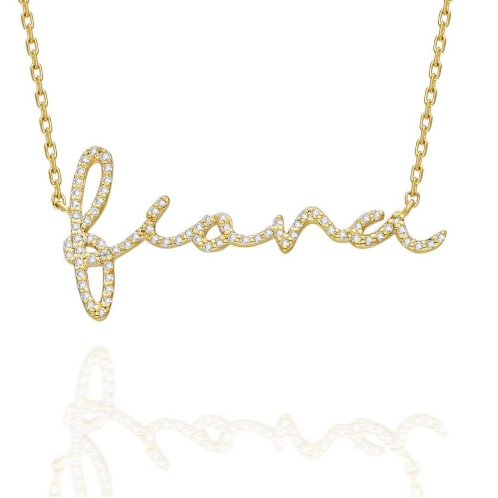 Collar con nombre clásico de circonitas en oro de 10 quilates-1