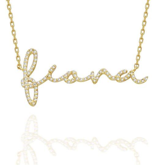 10K Gold Zircon Classic Name Pendant Necklace