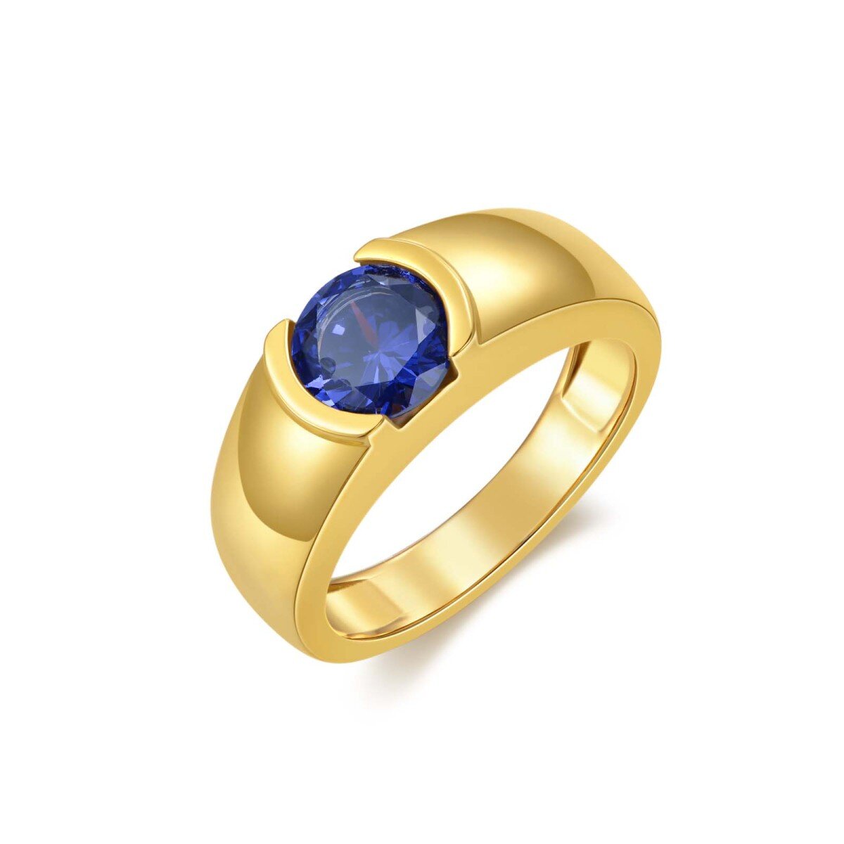 Anillo redondo de oro de 10 quilates con circonita para pareja, padre, hija, hijo, padres, niños y profesores, para mujeres-1